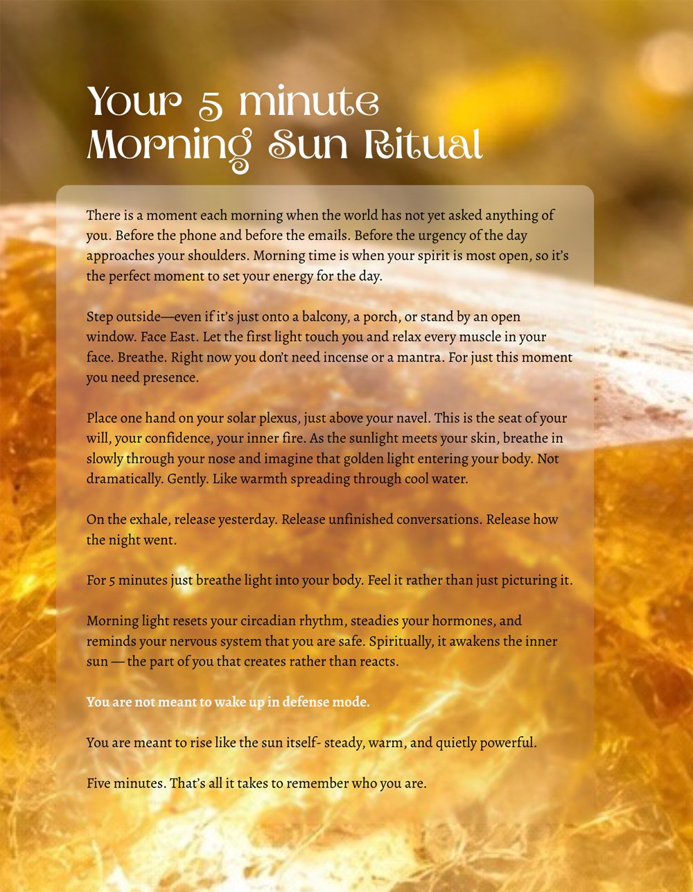 Chakra Cozy Issue 001 - Your 5 Minute Morning Sun Ritual